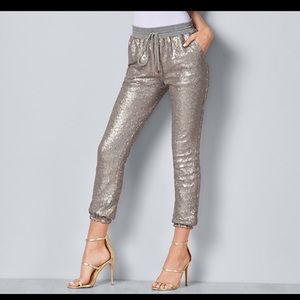 Venus silver sequin jogger party pants